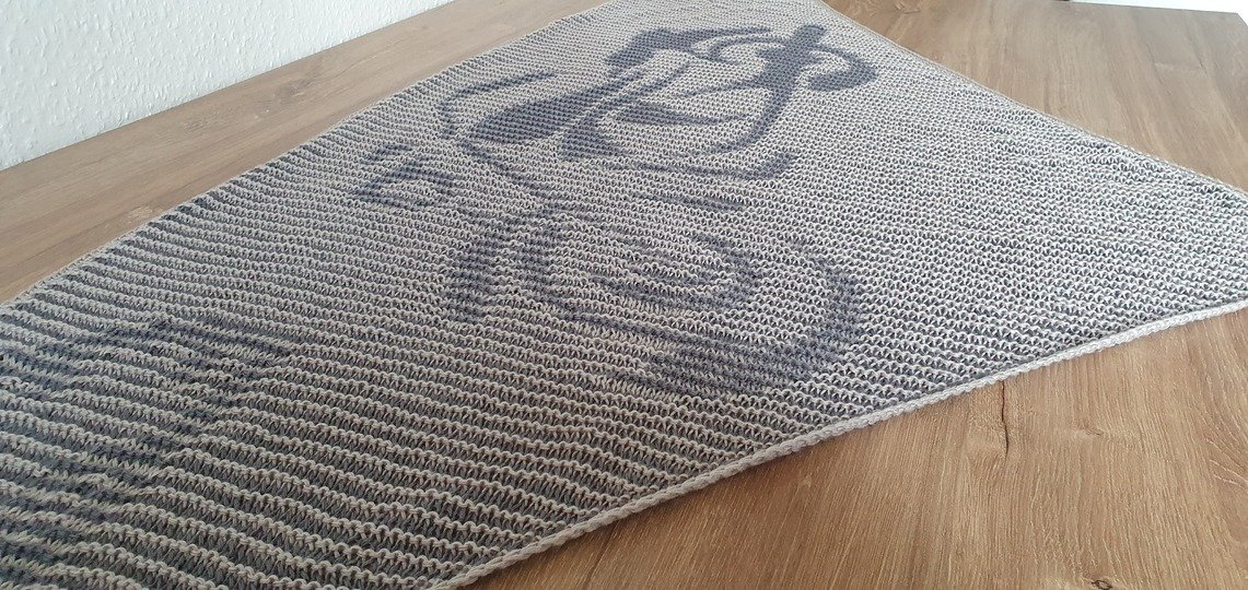 Chopper, Motorrad, Schattenstricken, Illusionsstricken, Motivtuch