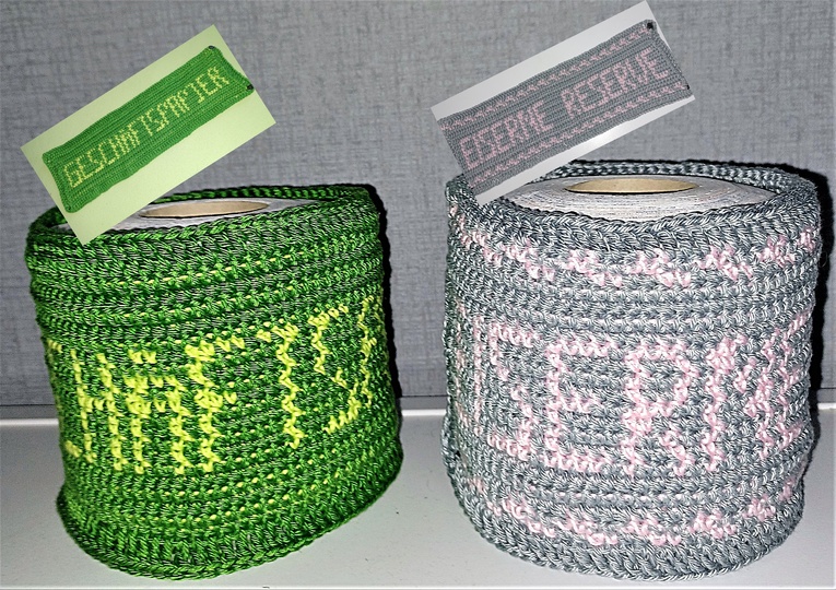 Häkelanleitung Klorollenmanschette + 2 Motive + Tapestry