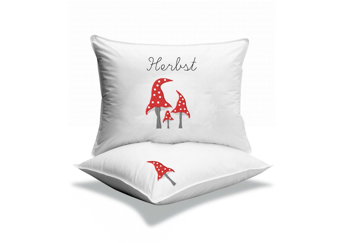 Stickdatei Pilz, Fliegenpilz, Schriftzug Herbst ab Rahmen 10 cm x 10 cm