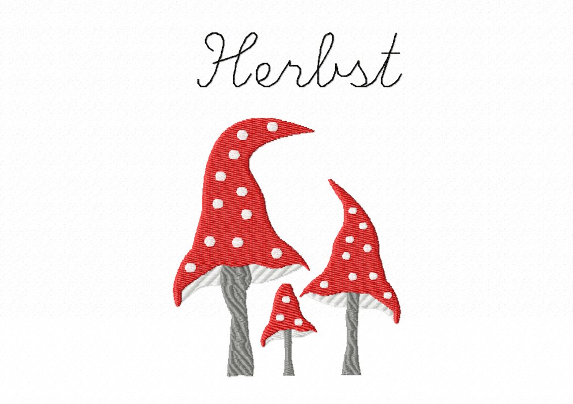 Stickdatei Pilz, Fliegenpilz, Schriftzug Herbst ab Rahmen 10 cm x 10 cm - Bild 5