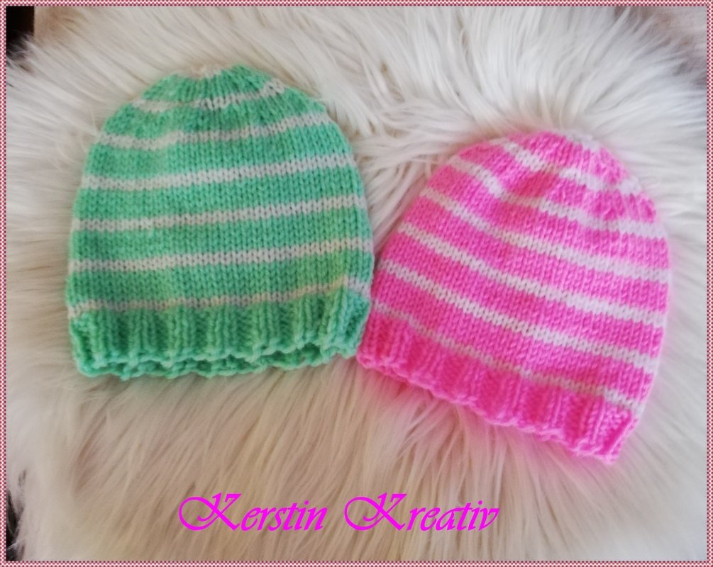 Strickanleitung Babymütze bis 6 Monate- für Jungen und Mädchen tragbar