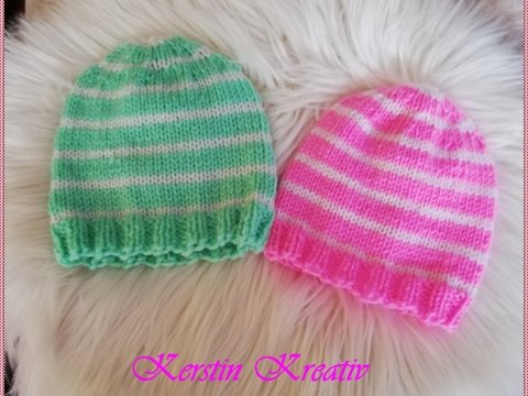Strickanleitung Babymütze bis 6 Monate- für Jungen und Mädchen tragbar