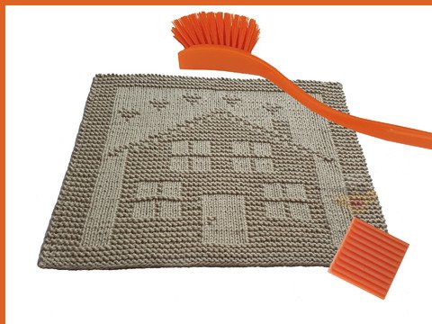 Spültuch Spüllappen Waschlappen „ Haus “ stricken einfache Strickanleitung