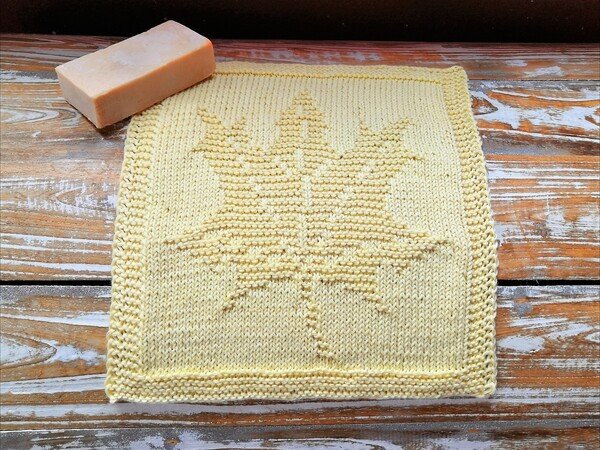 Knitting pattern Set of 2 dishcloths "Autumn leaves" - easy