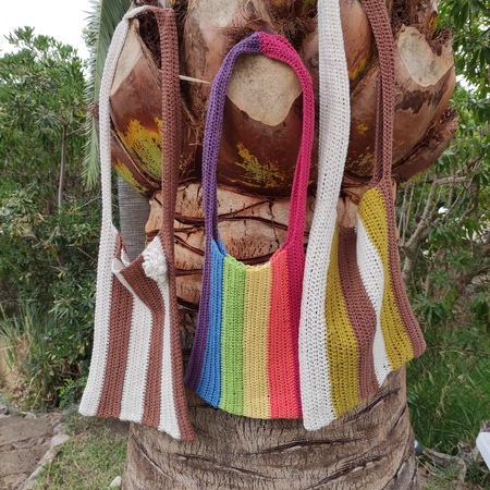 KEWUF Gestrickte Umhängetasche Damen - Lässige Häkeltasche Für Strand & Urlaub In Beige