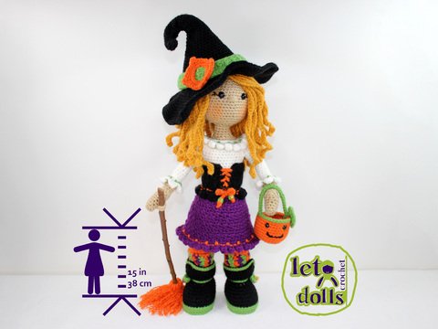 Candy, Small Crochet Doll Pattern, Amigurumi, 15&quot;/ 38 cm Tall