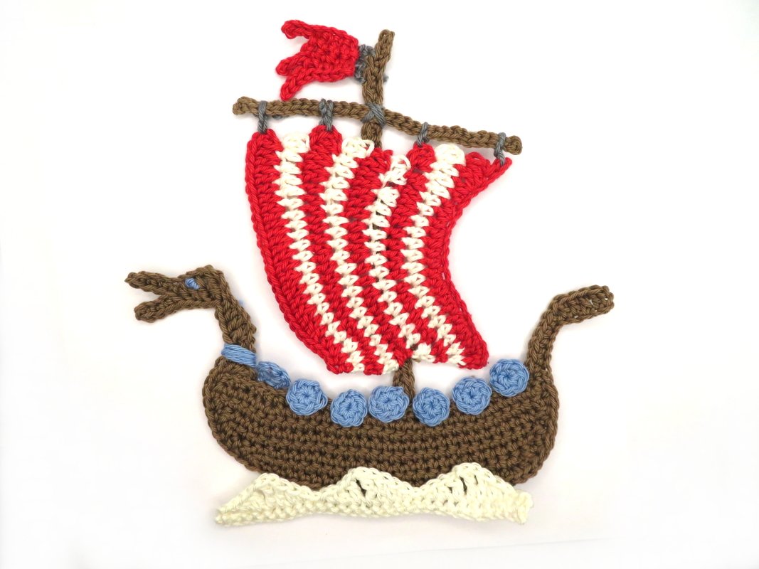 Viking Ship Crochet Applique Pattern