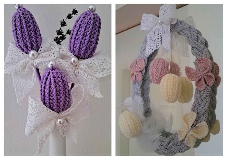 Ostereier oder Blüten-Duft-Sticker - Häkelanleitung PDF