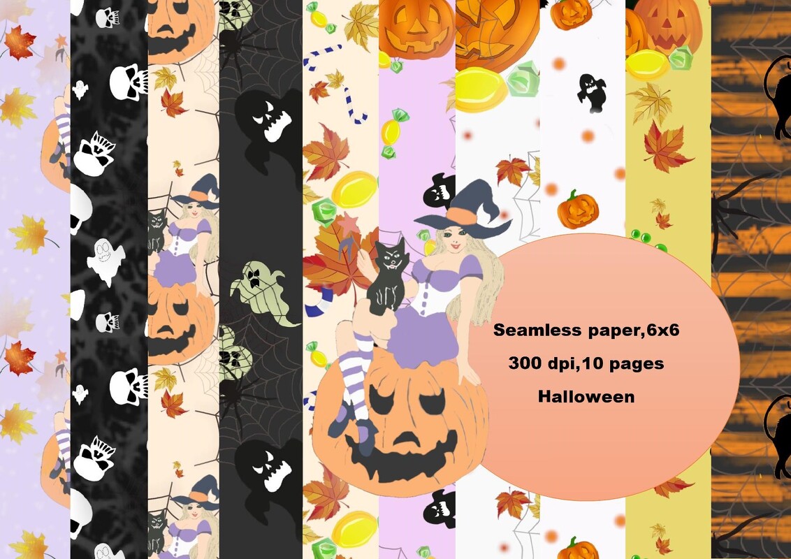 Autumn digital paper, Halloween paper