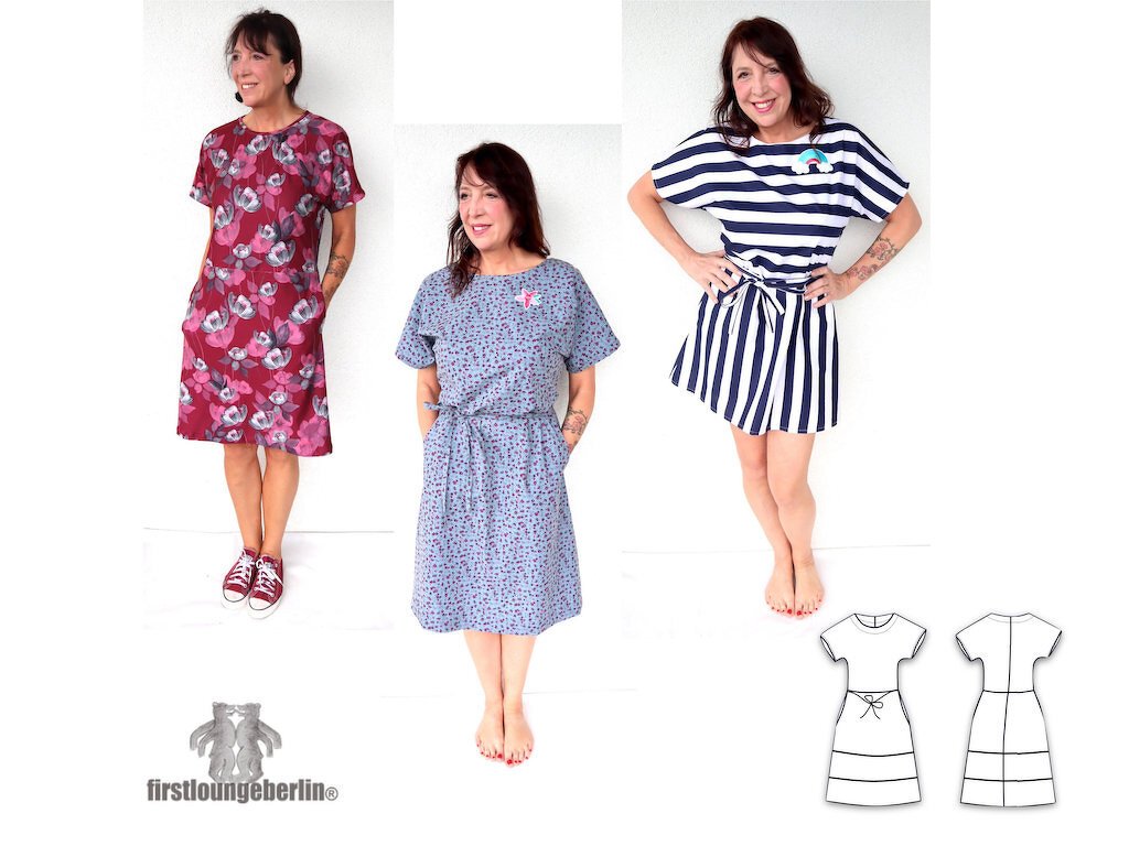 Nele bequemes Kleid für Damen Sommer und Winter in 9 Größen und 3 Längen