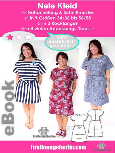 Nele bequemes Kleid für Damen Sommer und Winter in 9 Größen und 3 Längen