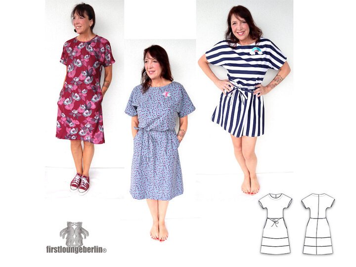 Nele bequemes Kleid für Damen Sommer und Winter in 9 Größen und 3 Längen