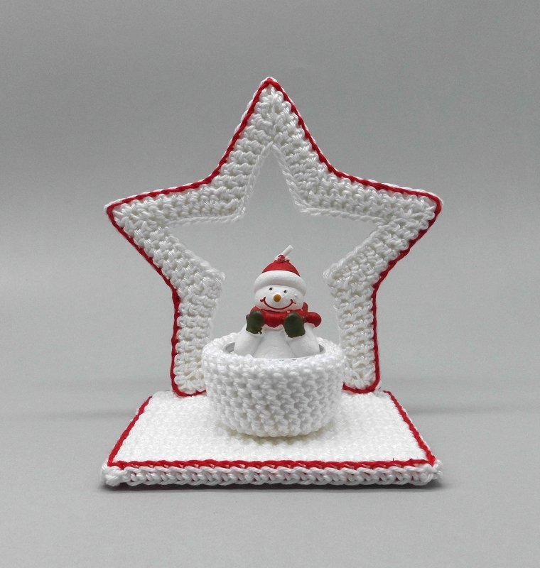 Star tealight holder in 2 versions - easy made from scraps of yarn - Image 3