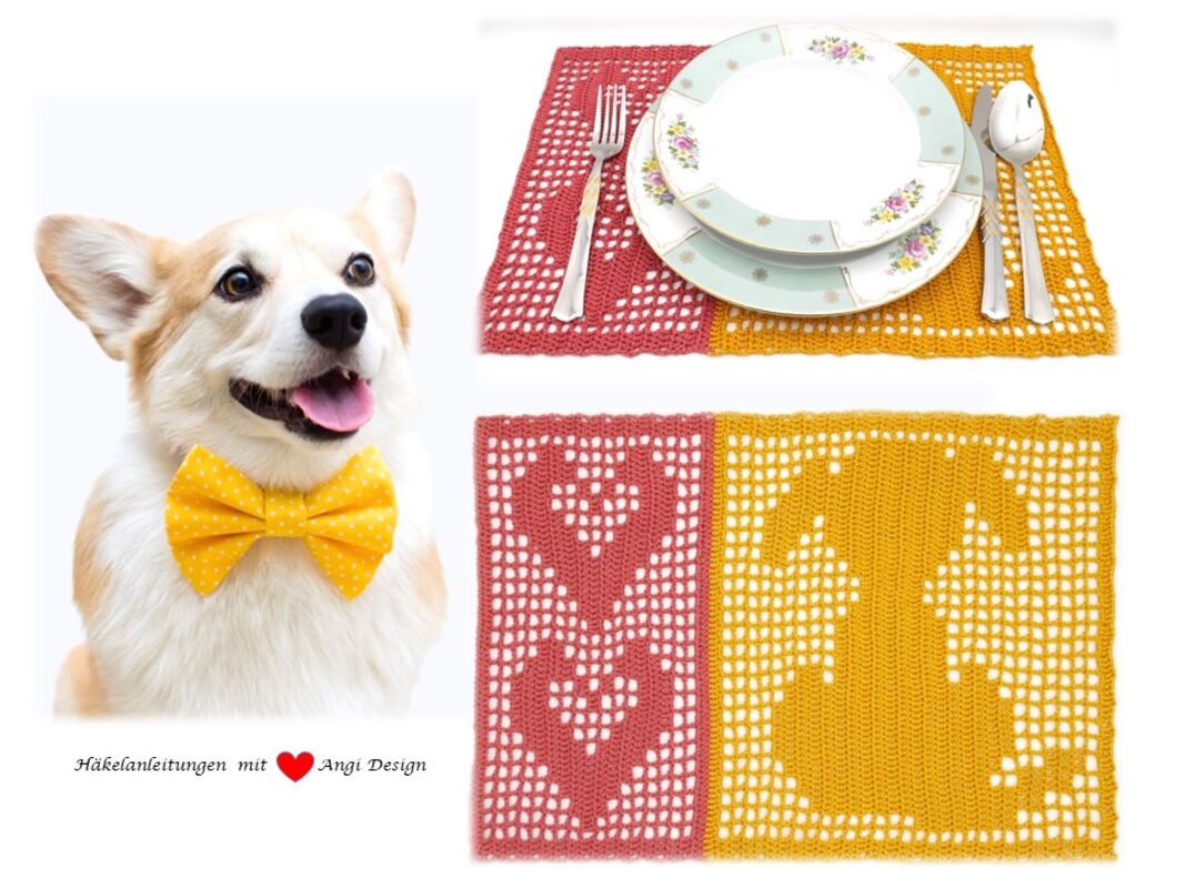 Häkelanleitung Tischset Hundeherzen