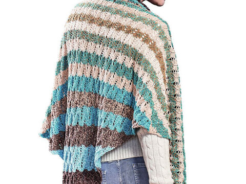 Woolly Hugs Bobbel-Tuch mit einem Ajourmuster gestrickt, in den Farben Grün bis Blau und Beige bis Braun