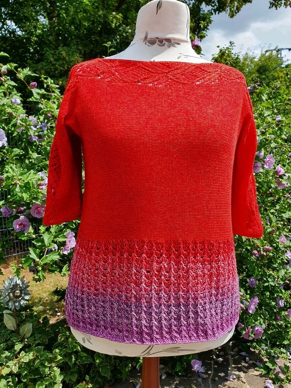 Ajour-Shirt "Samsö-Belt", gestrickt UND gehäkelt, bis Größe XXXXXXL