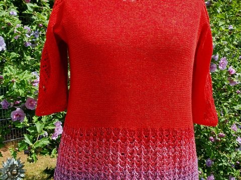 Ajour-Shirt "Samsö-Belt", gestrickt UND gehäkelt, bis Größe XXXXXXL