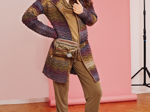 Lange, verschlusslose Jacke mit aufregenden Farbverlauf