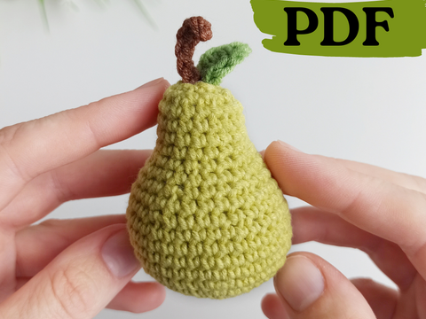 Crochet pear pattern, crochet fruit nursery decor easy crochet pattern