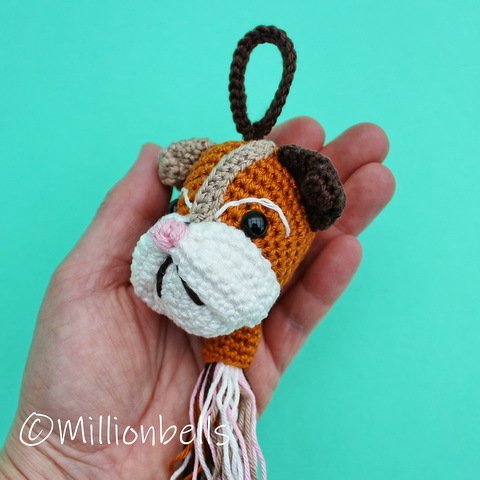 English Bulldog Keychain Crochet Pattern Amigurumi Animal Charm Ornament - Image 3