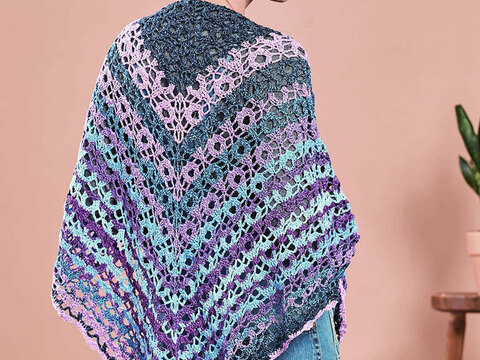 Woolly Hugs Bobbel-Tuch gehäkelt, in den Farben Lavendel, Flieder und Blau