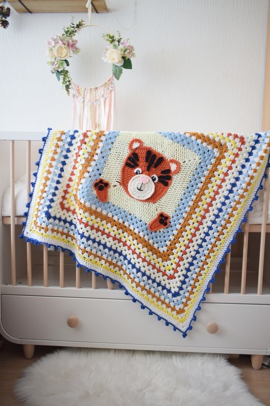 Crochet tiger blanket pattern- Crochet Baby Blanket Pattern- Crochet Jungle