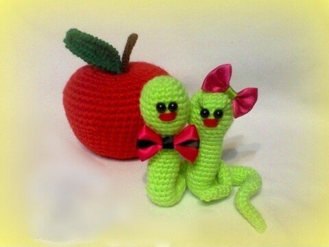 Apfelwürmer Häkeln Amigurumi Dekoration Garn
