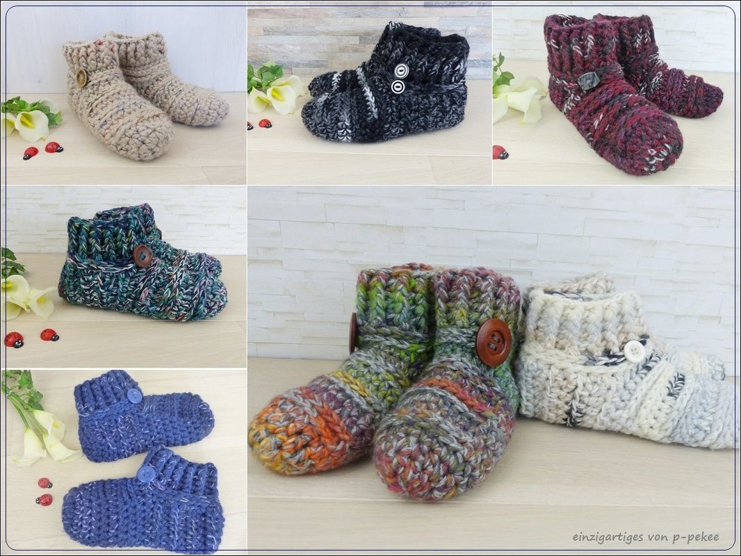 Häkelanleitung Kuschlix für Haussocken oder Puschen in Größe 34-45 - Bild 2