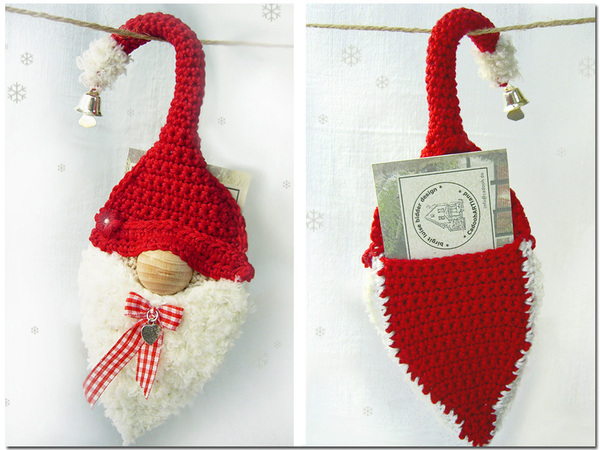 SNORRLING, gnome gift tag with bending point + pockets