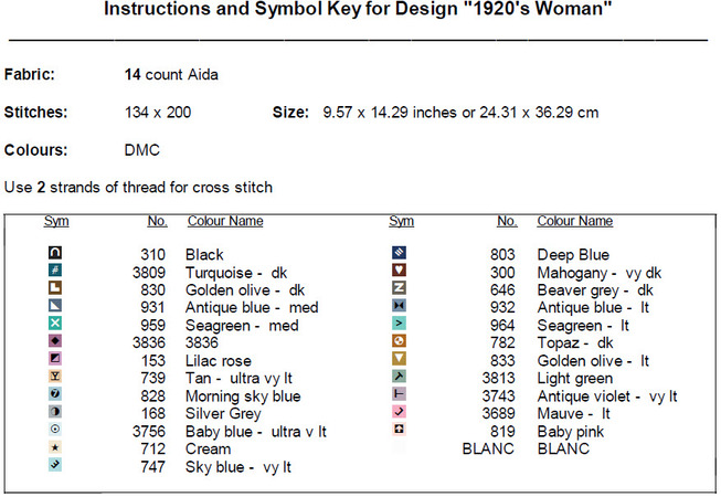 1920s Woman Cross Stitch Pattern PDF instant Download
