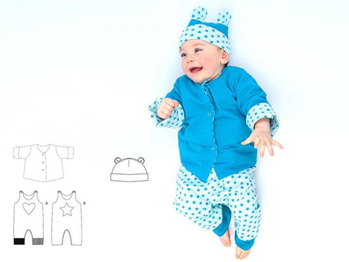 Baby Outfit ALBERTO Overall Jacket Hat PDF Pattern 1m–3y