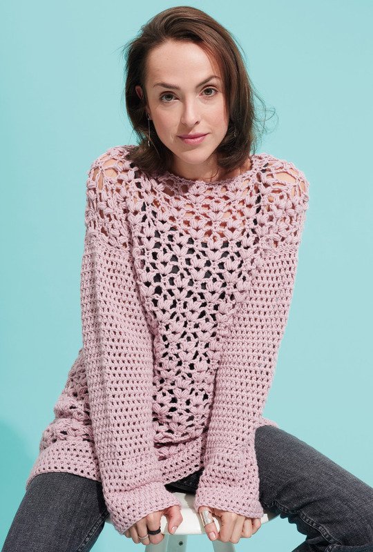 Gehäkelter Pulli mit Büschelmaschen und Schal im Stäbchenmuster - Bild 3