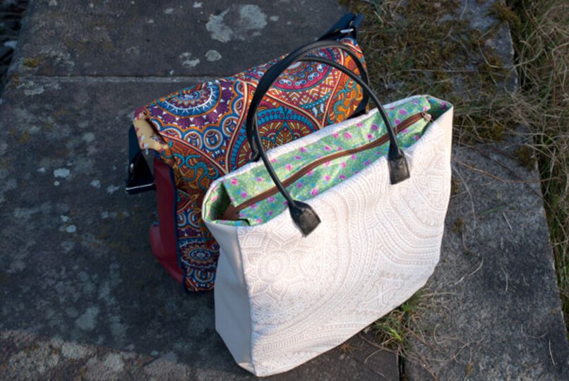 TARANEH - große Tasche nähen - Hochformat