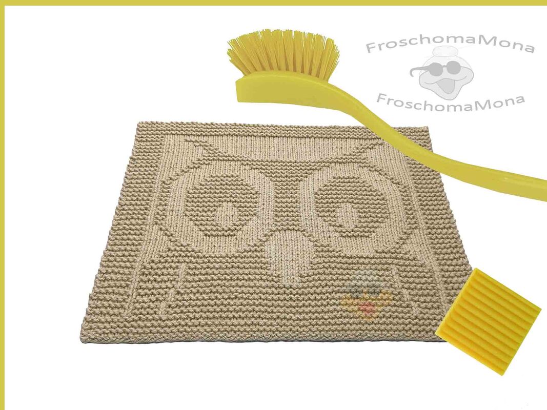 4er Set Spültuch Waschlappen „ Eulen Motive “ 4 einfache Strickanleitungen - Bild 6