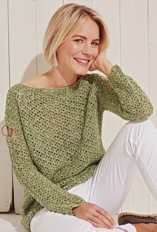 Gehäkelter Langarmpulli mit raffinierten Cut-Outs - Bild 4