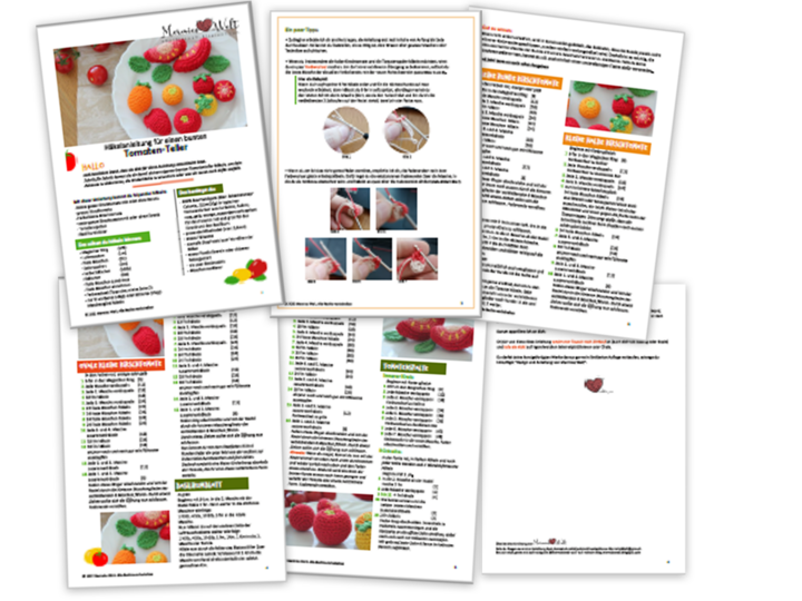 Häkelanleitung "Bunter Tomaten-Teller für die Kinderküche"