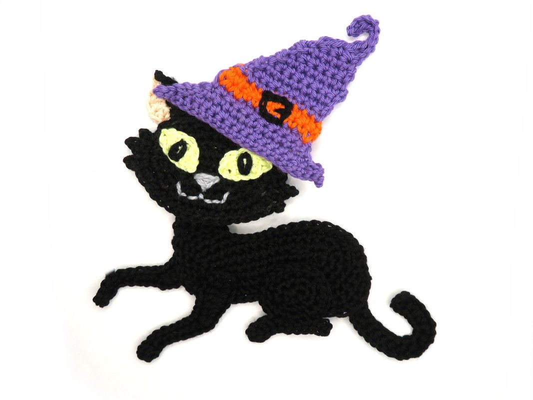 Cat Halloween Crochet Applique - Image 2