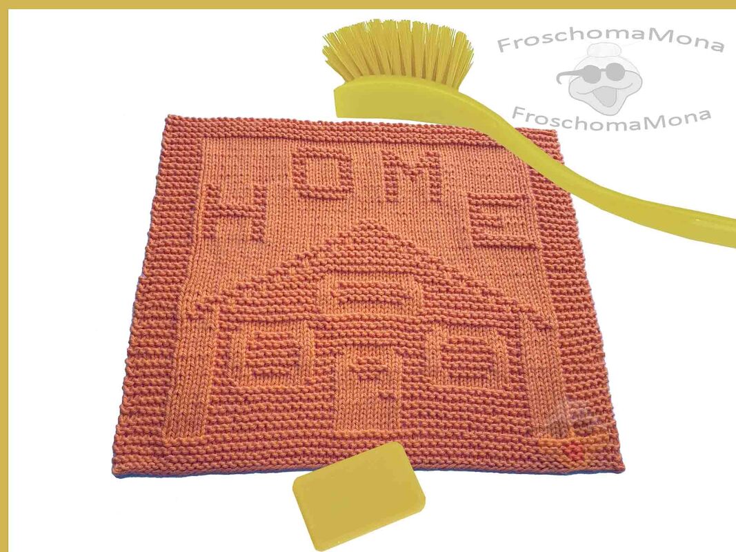 Deckchen Spültuch Waschlappen „ kleines Haus + HOME “ stricken Anleitung