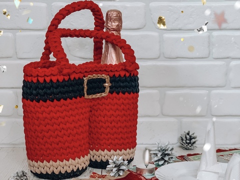 Crochet Santas pants basket PDF pattern and video tutorial