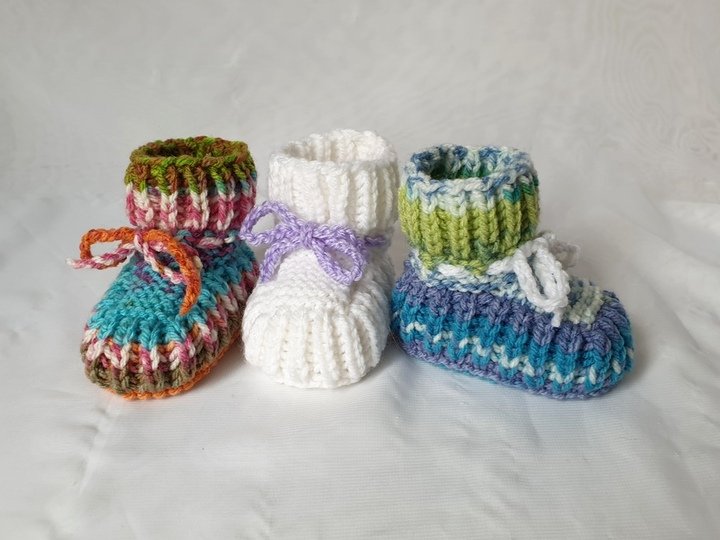 Strickanleitung Baby-Schuhe, Booties ohne Nadelspiel, ca. 10 cm  #308