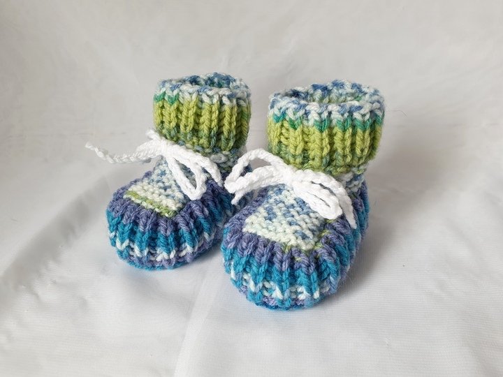 Strickanleitung Baby-Schuhe, Booties ohne Nadelspiel, ca. 10 cm  #308