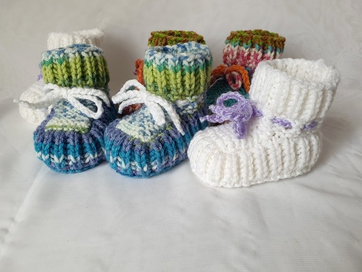 Strickanleitung Baby-Schuhe, Booties ohne Nadelspiel, ca. 10 cm  #308