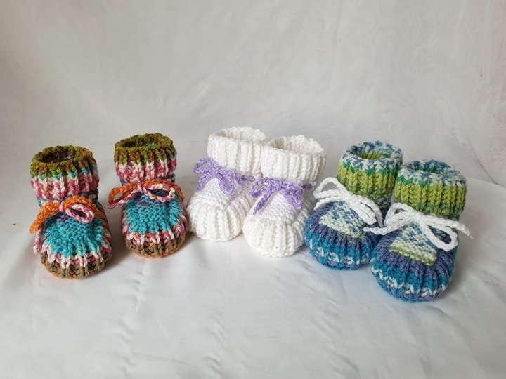 Strickanleitung Baby-Schuhe, Booties ohne Nadelspiel, ca. 10 cm  #308