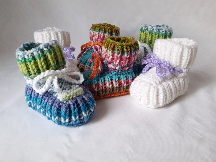 Strickanleitung Baby-Schuhe, Booties ohne Nadelspiel, ca. 10 cm  #308