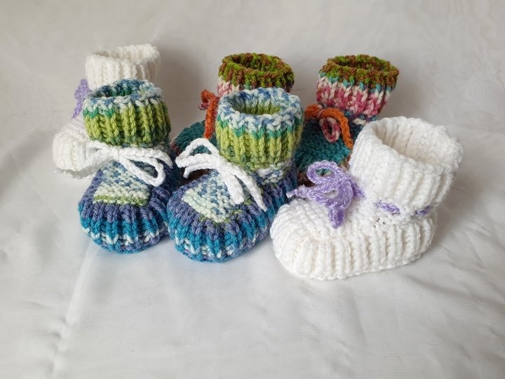 Strickanleitung Baby-Schuhe, Booties ohne Nadelspiel, ca. 10 cm  #308