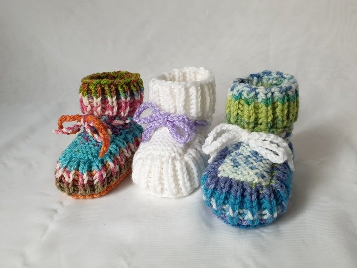 Strickanleitung Baby-Schuhe, Booties ohne Nadelspiel, ca. 10 cm  #308
