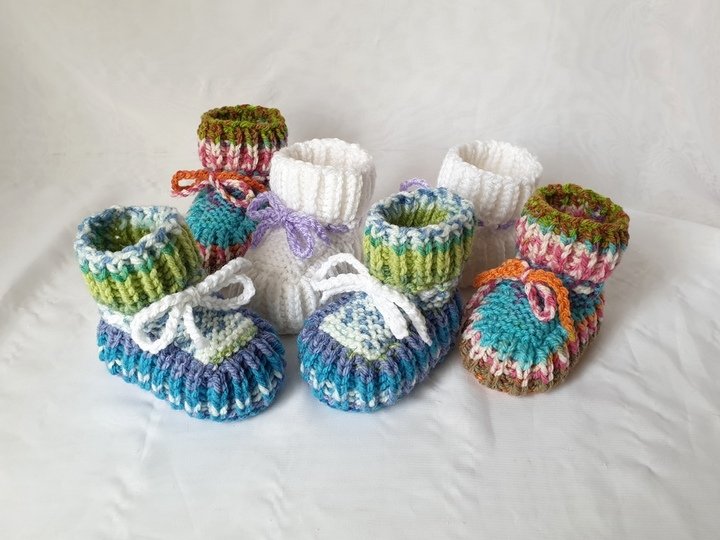 Strickanleitung Baby-Schuhe, Booties ohne Nadelspiel, ca. 10 cm  #308