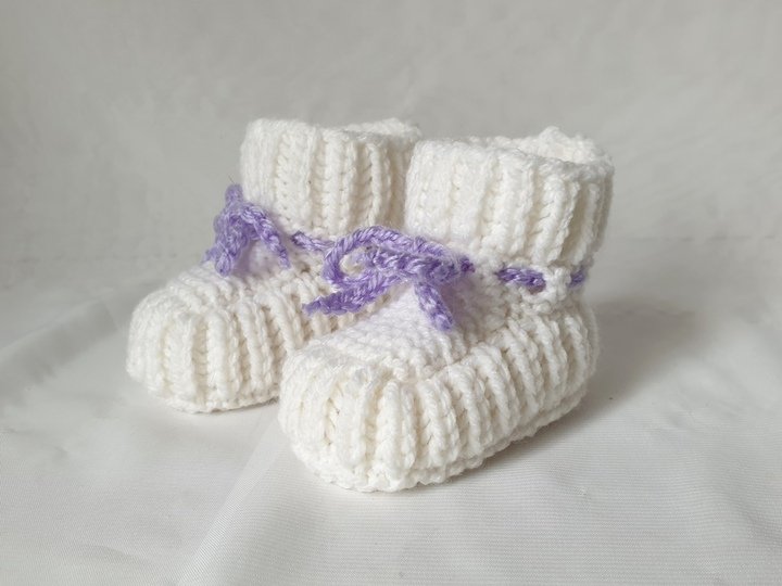 Strickanleitung Baby-Schuhe, Booties ohne Nadelspiel, ca. 10 cm  #308