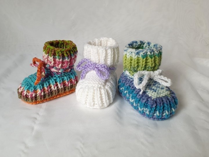 Strickanleitung Baby-Schuhe, Booties ohne Nadelspiel, ca. 10 cm  #308