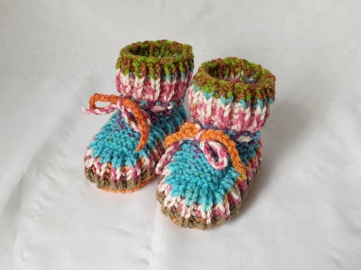 Strickanleitung Baby-Schuhe, Booties ohne Nadelspiel, ca. 10 cm  #308